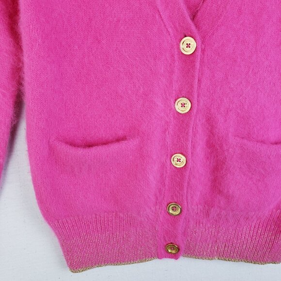Juicy Couture Angora Blend Cardigan Longline Sweater Pink Fuzzy Soft size S - Picture 4 of 12